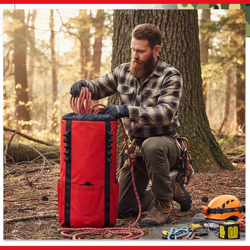 LOYIM Arborist Rope Storage Bag 30l Tree Rock Climbing Rope Arborist Equipment Bucket Backpack Waterproof Throw Line Bag Large Capacity with Side Storage Pockets Tough Rock and Tree Climbing Gear - Image 5